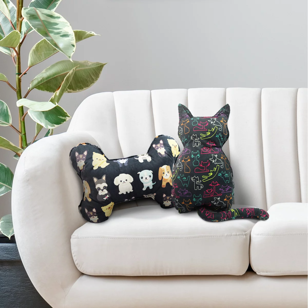 Almofada Pet em formato de gato ou osso para cama ou sofá